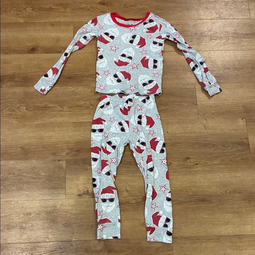 Place Kids Pajama Set - Red and Gray Santa‎ with sunglasses